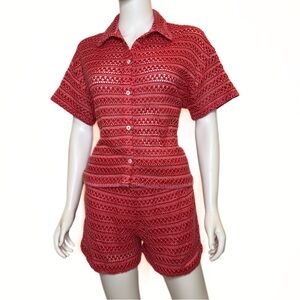 ZSupply 2PC Set Swim Layer Texture Crochet Top Shorts Womens SZ XS Vacay Resort